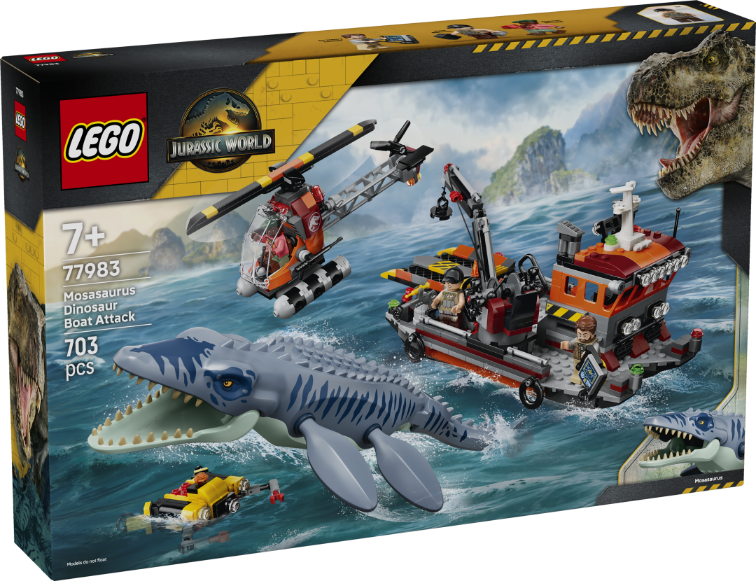 LEGO Jurassic World Mosasaurus Dinosaur Boat Attack Building Set - 77983