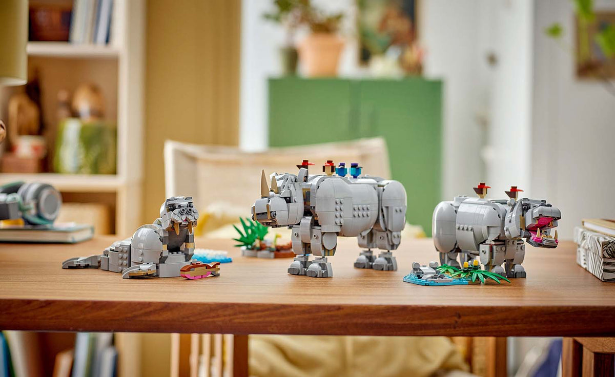LEGO Creator 3-in-1 Wild Animals: Majestic Rhino with Birds Building Set - 31171
