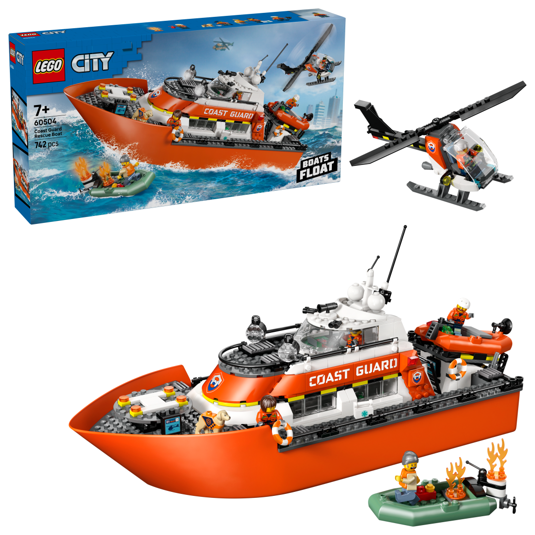 LEGO City Coast Guard Rescue Boat & Helicopter Building Set - 60504