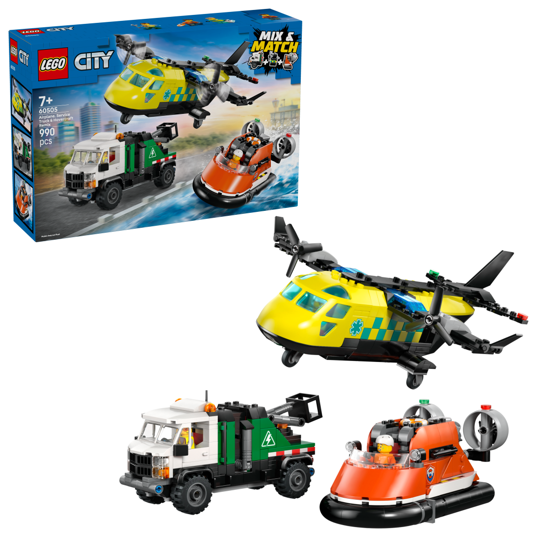 LEGO City Airplane, Service Truck & Hovercraft Remix Building Set - 60505