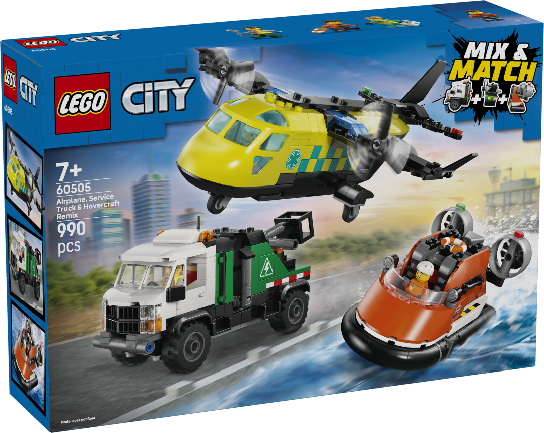 LEGO City Airplane, Service Truck & Hovercraft Remix Building Set - 60505