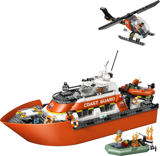 LEGO City Coast Guard Rescue Boat & Helicopter Building Set - 60504
