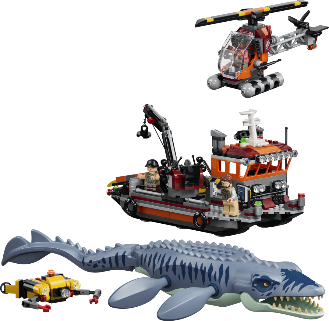 LEGO Jurassic World Mosasaurus Dinosaur Boat Attack Building Set - 77983