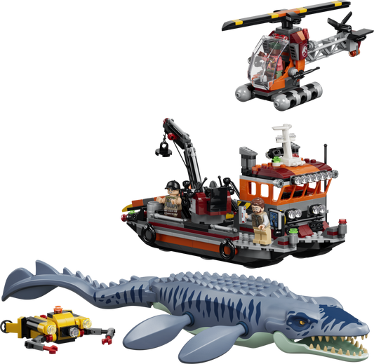 LEGO Jurassic World Mosasaurus Dinosaur Boat Attack Building Set - 77983