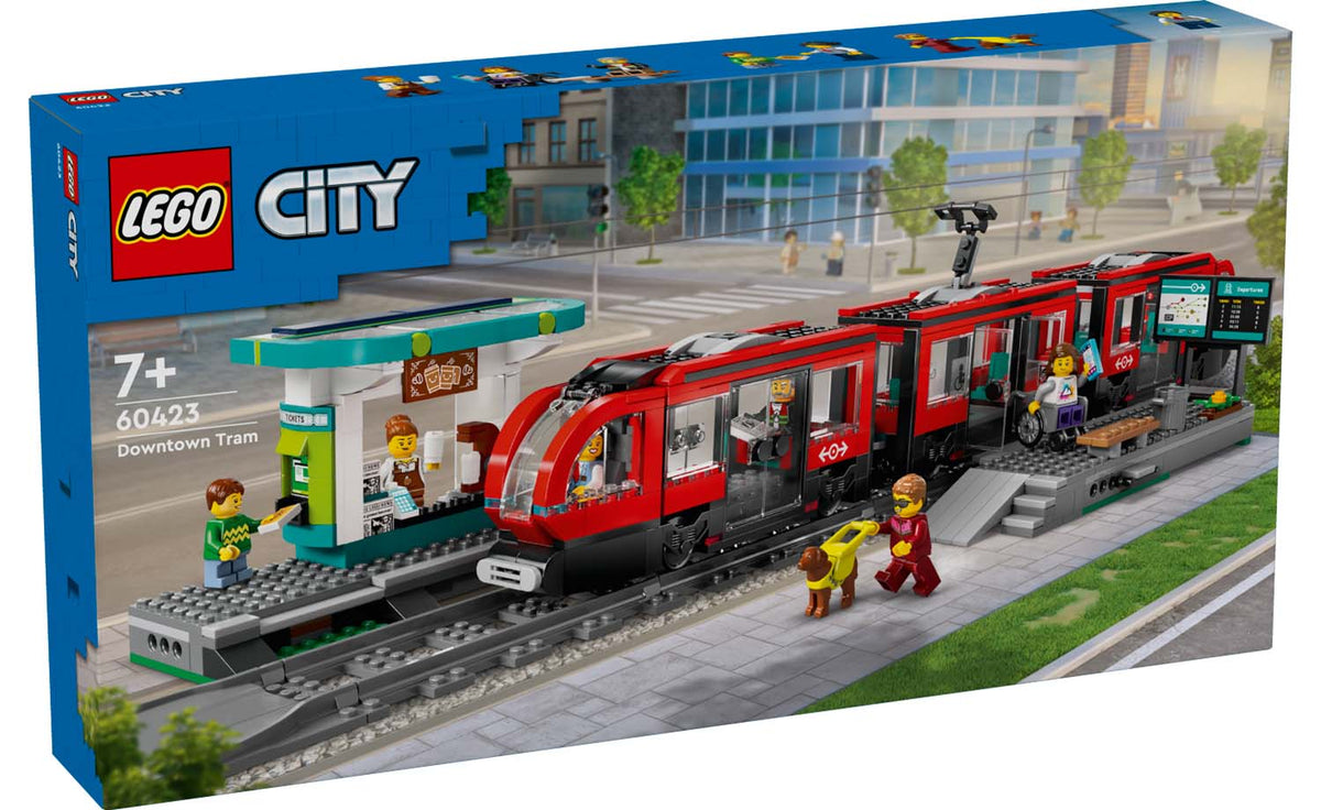LEGO City Downtown Streetcar and Station Building Set - 60423
