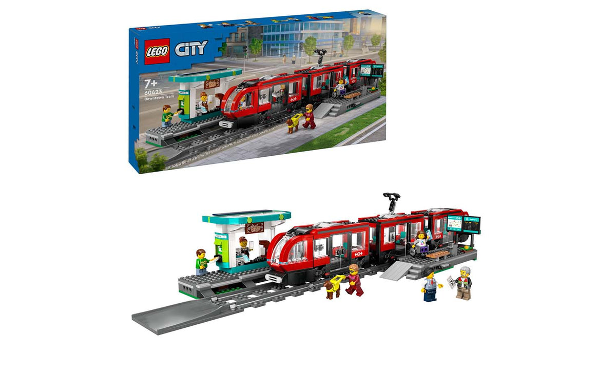 LEGO City Downtown Streetcar and Station Building Set - 60423