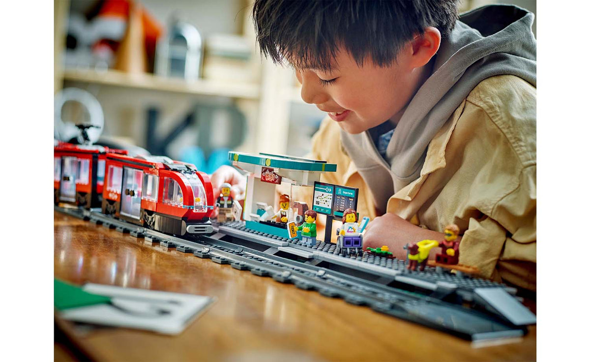 LEGO City Downtown Streetcar and Station Building Set - 60423