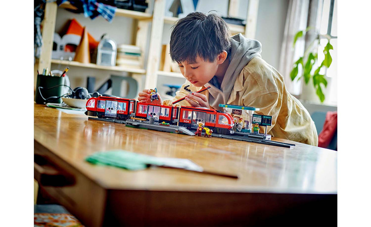 LEGO City Downtown Streetcar and Station Building Set - 60423