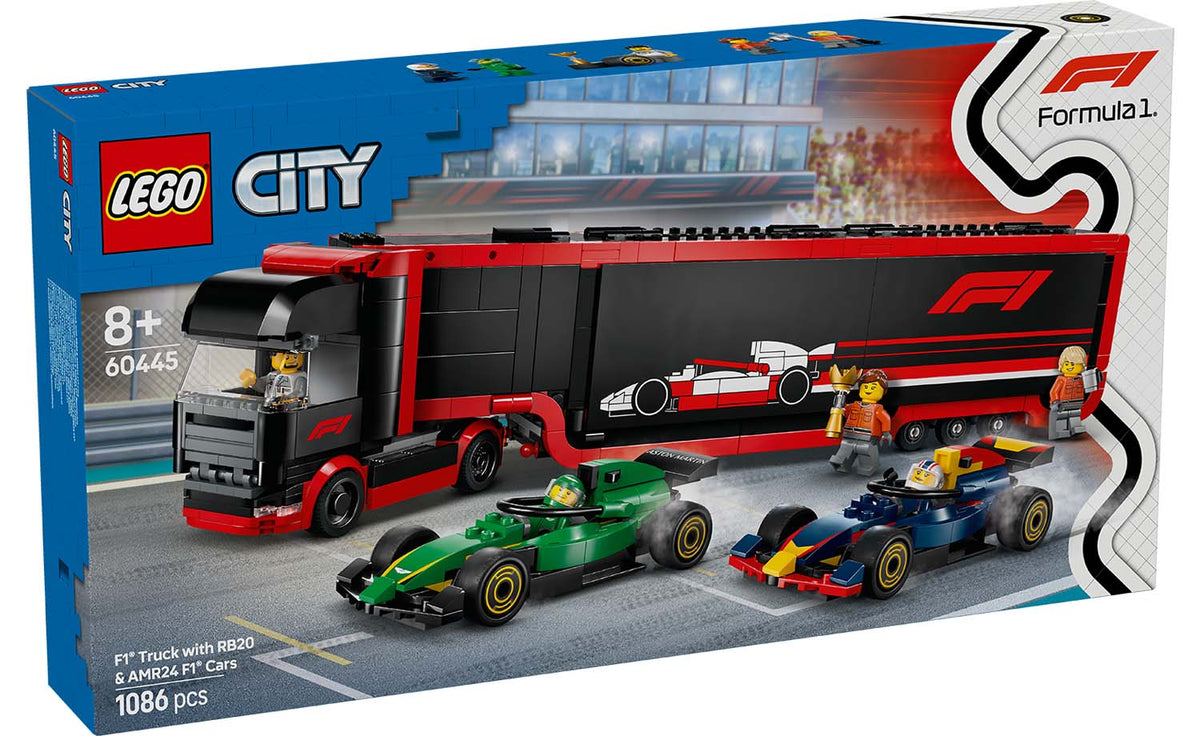 LEGO City F1 Truck with RB20 & AMR24 F1 Cars Building Set - 60445
