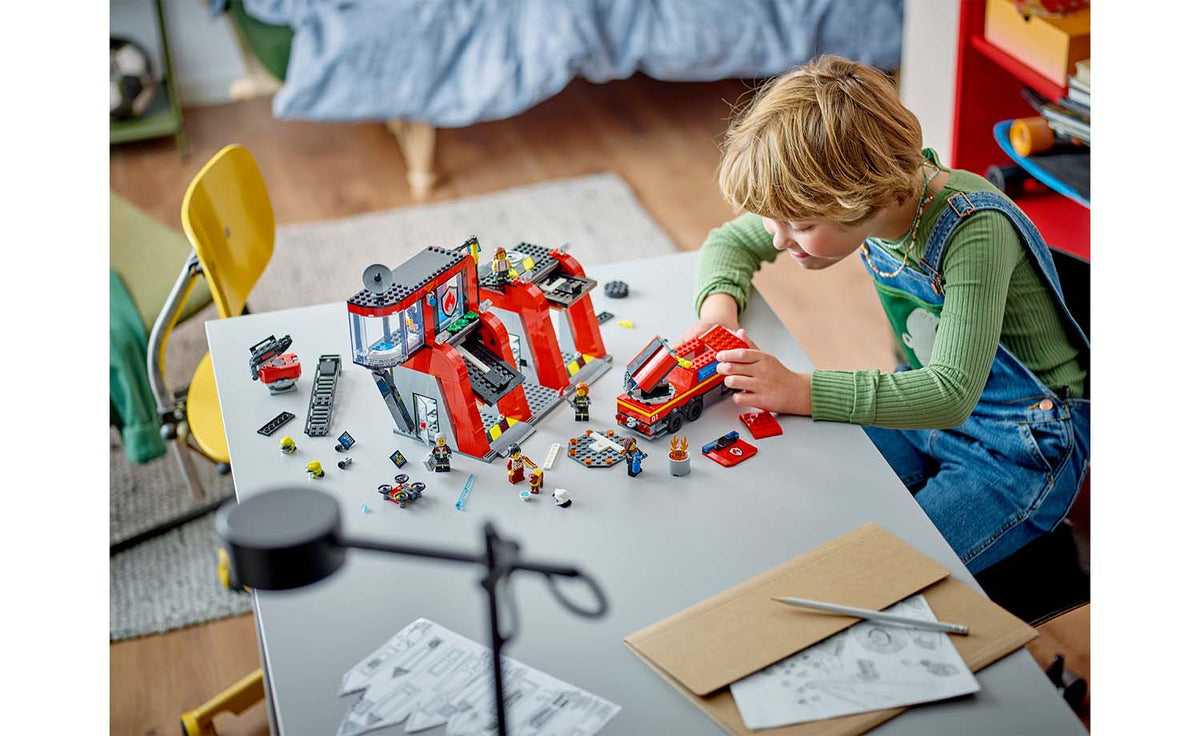 LEGO City Fire Station with Fire Truck Building Set - 60414