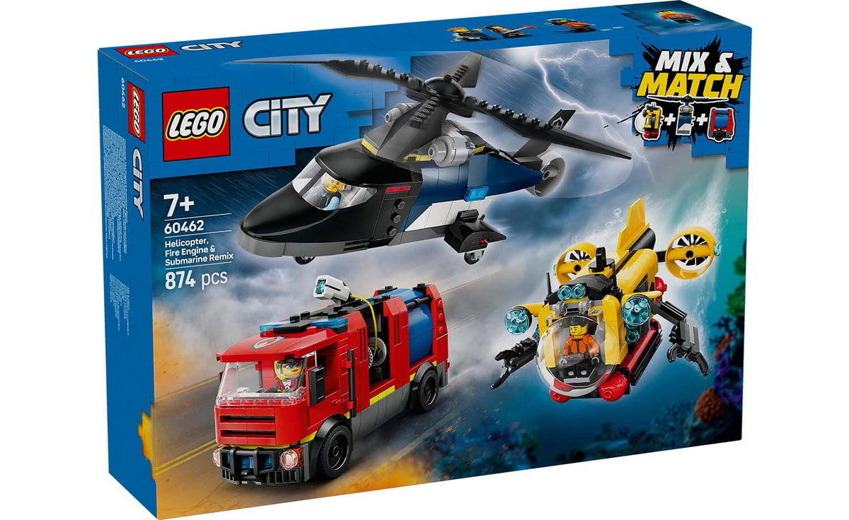 LEGO City Helicopter, Fire Engine & Submarine Remix Building Set - 60462