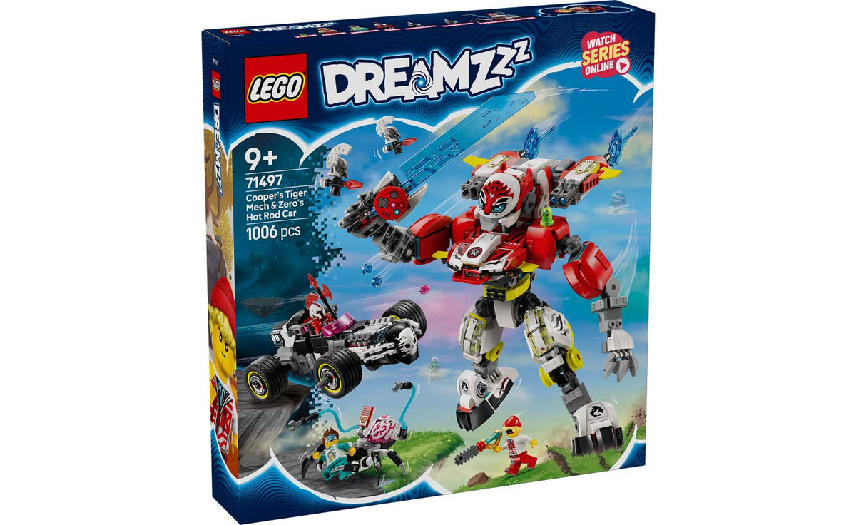 LEGO DREAMZzz Cooper's Tiger Mech & Zero's Hot Rod Car Building Set - 71497