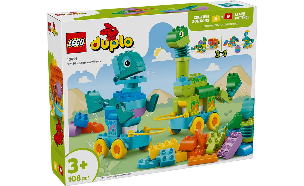 LEGO DUPLO 3-in-1 Dinosaurs on Wheels Building Set - 10451